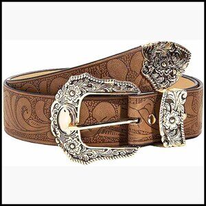 Faux Leather Western Belt with Buckle Adjustable for Women